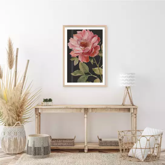 Harmonie Rose Noir - affiche fleurs