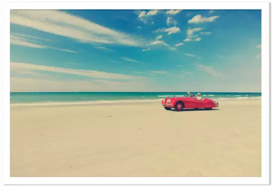 La voiture rouge - affiche mer
