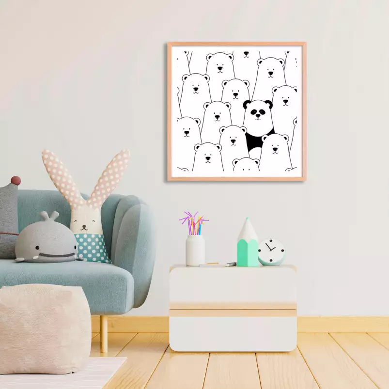 Ours blanc et panda noir - tableau pour enfant