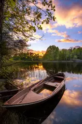 Reflet dans le bateau - affiche paysage