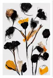 Bouquet noir et jaune - affiche fleurs