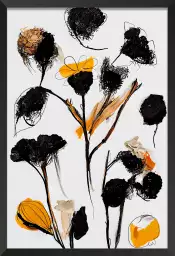 Bouquet noir et jaune - affiche fleurs