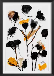 Bouquet noir et jaune - affiche fleurs