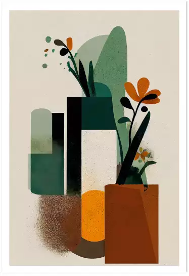 Vases geometriques - affiche de fleurs