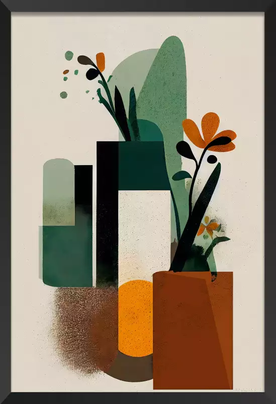 Vases geometriques - affiche de fleurs