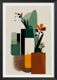 Vases geometriques - affiche de fleurs