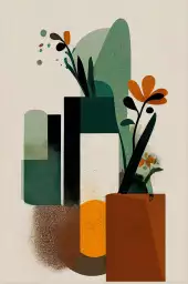 Vases geometriques - affiche de fleurs