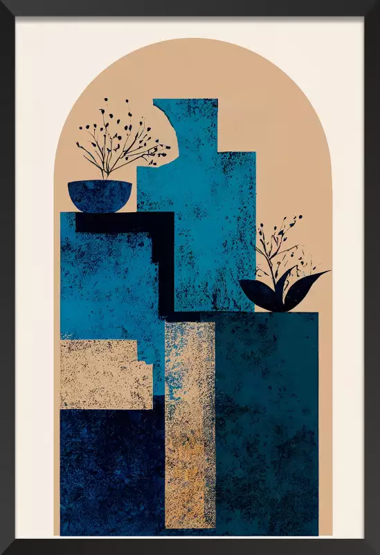 Vase bleu - affiche art geometrique