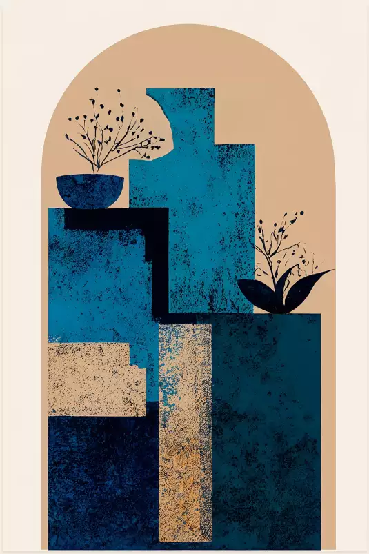 Vase bleu - affiche art geometrique