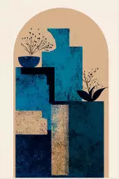 Vase bleu - affiche art geometrique