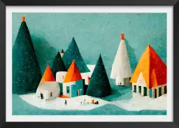 Petit village de neige - affiche chambre enfant