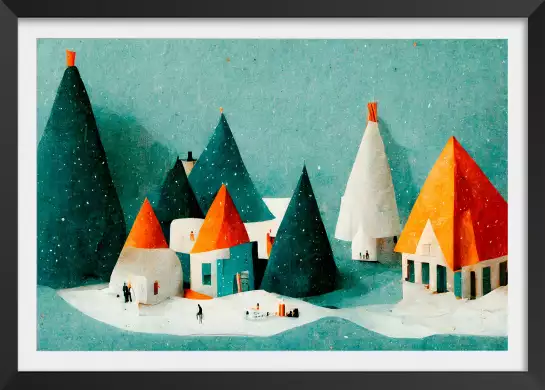 Petit village de neige - affiche chambre enfant