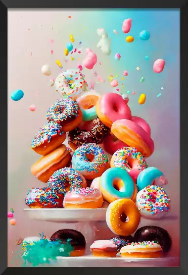 Pluie de donuts - affiche cuisine humour