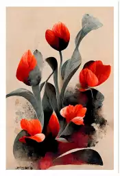 Tulipe rouge - peintures fleurs