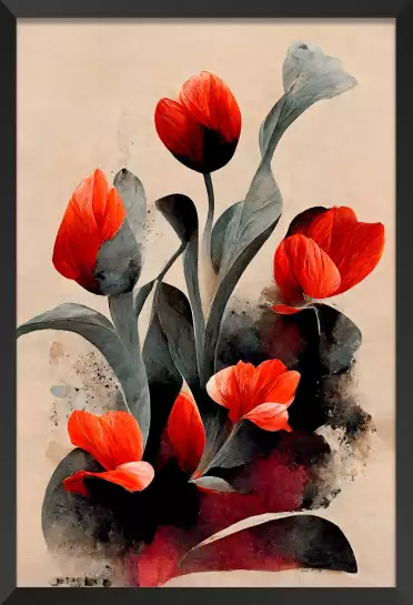 Tulipe rouge - peintures fleurs