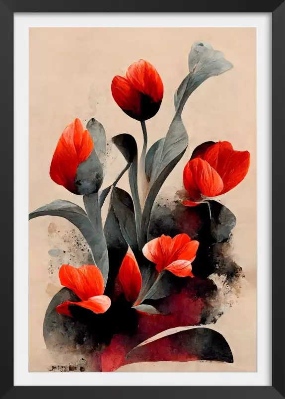 Tulipe rouge - peintures fleurs