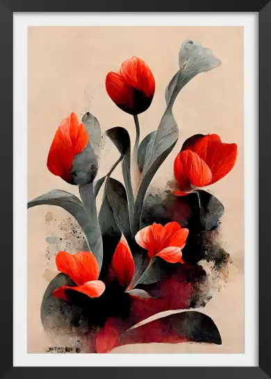 Tulipe rouge - peintures fleurs
