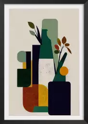 Bouteille et plante - art poster