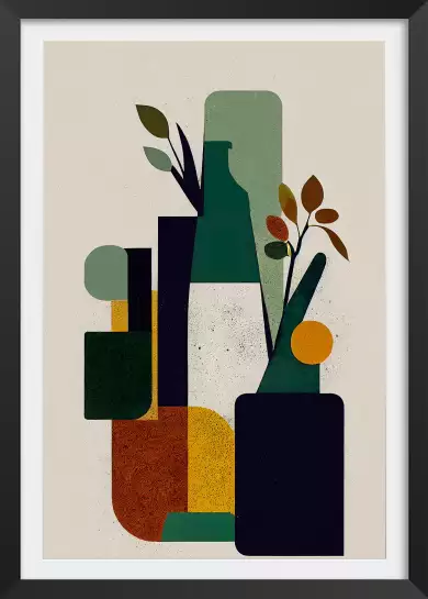 Bouteille et plante - art poster