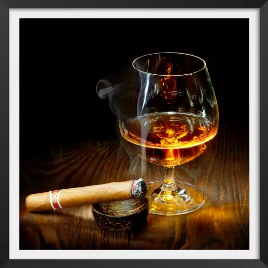 Cigare et armagnac - affiche vin vintage