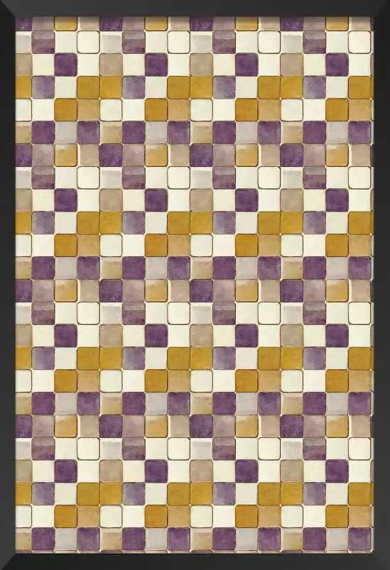 Tuiles violettes et ocres - affiche art geometrique