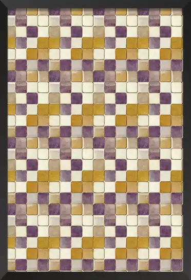 Tuiles violettes et ocres - affiche art geometrique