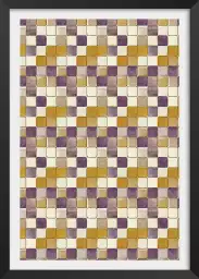 Tuiles violettes et ocres - affiche art geometrique