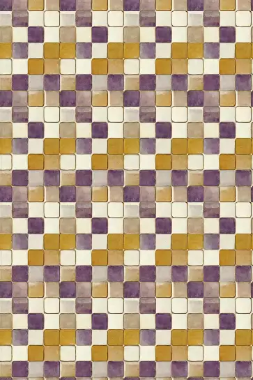 Tuiles violettes et ocres - affiche art geometrique