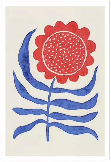 Lino fleur rouge - affiche vintage scandinave