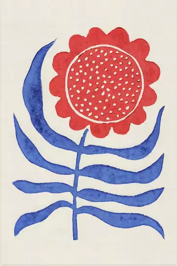 Lino fleur rouge - affiche vintage scandinave
