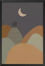 Montagne sous la lune - dessin paysage montagne