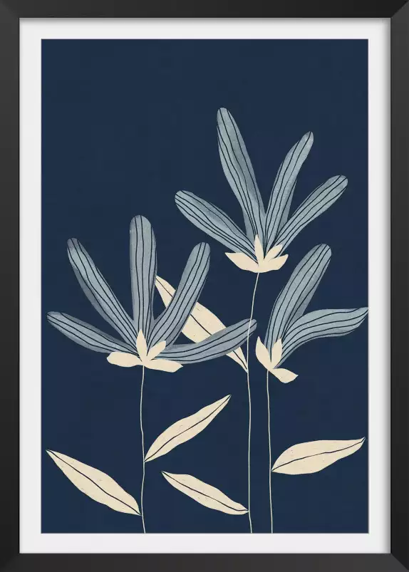 Trois fleurs - affiche feuille