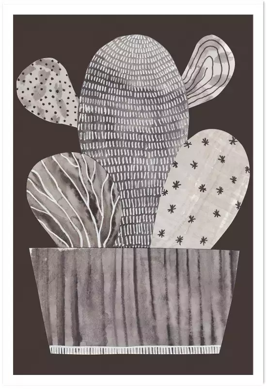 Little cactus - affiche cactus noir et blanc