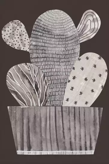 Little cactus - affiche cactus noir et blanc