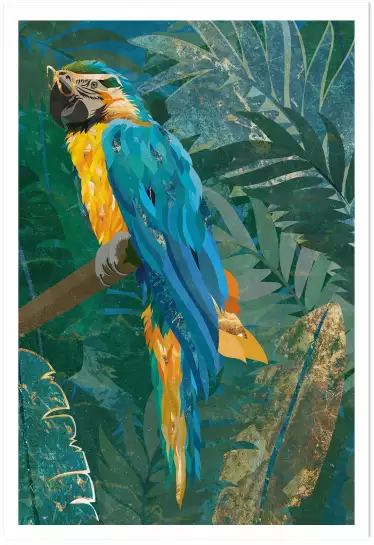 Blue parrot - affiche perroquet