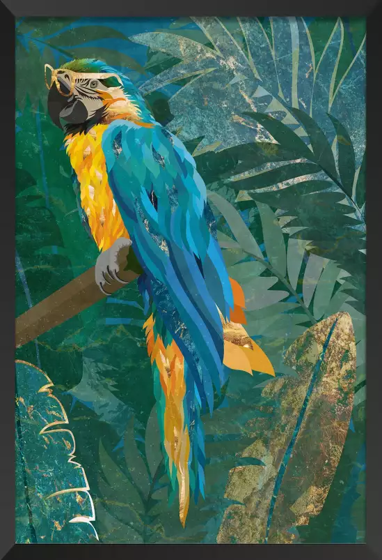 Blue parrot - affiche perroquet