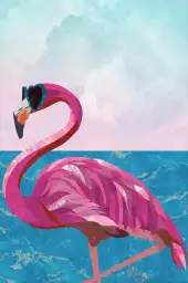 Flamingo - affiche oiseaux tropicaux