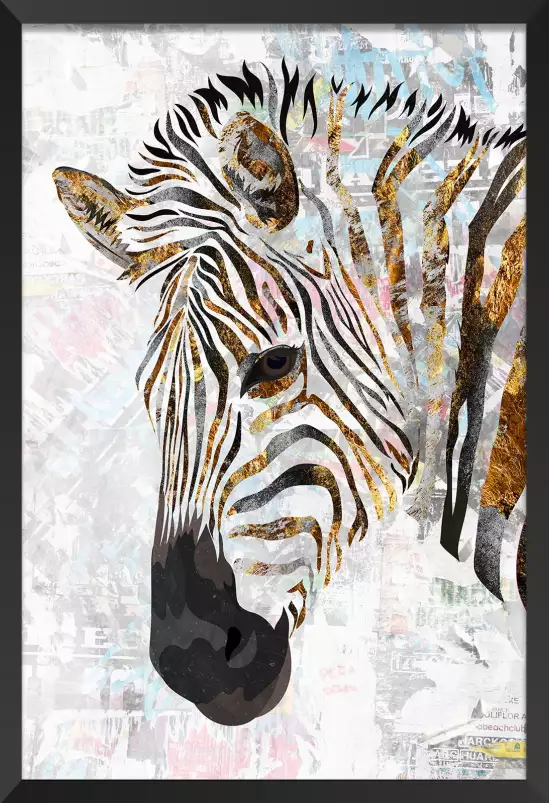 Grunge gold zebra - animaux colorés déco