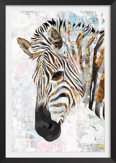 Grunge gold zebra - animaux colorés déco
