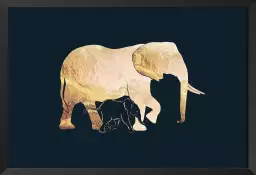 Eléphants d'or noir - peinture elephant