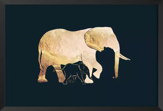 Eléphants d'or noir - peinture elephant