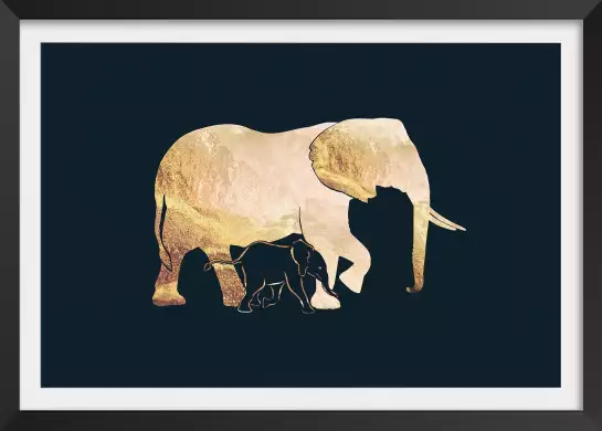 Eléphants d'or noir - peinture elephant