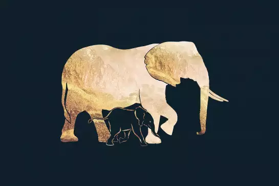 Eléphants d'or noir - peinture elephant