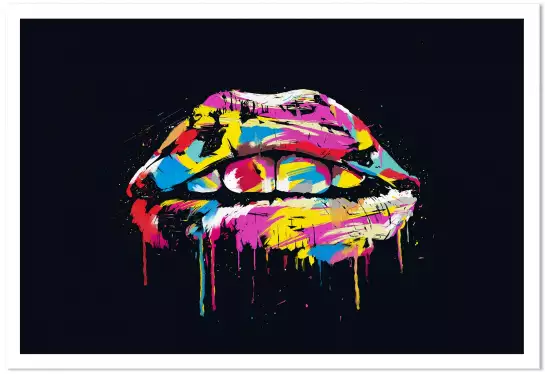 Lèvres colorées - tableau contemporain