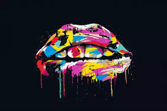 Lèvres colorées - tableau contemporain