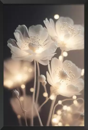 Fleurs blanches rougeoyantes - affiche de fleurs