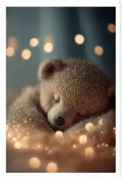 Mon nounours endormi - affiche animaux chambre bebe