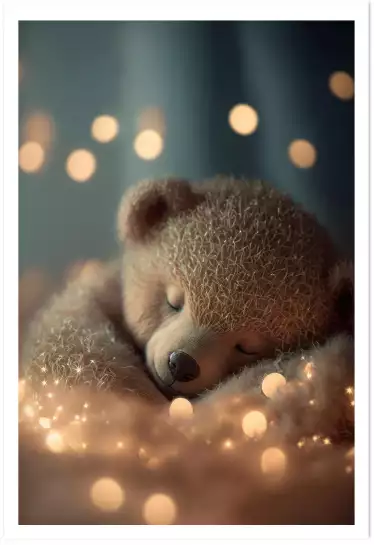 Mon nounours endormi - affiche animaux chambre bebe