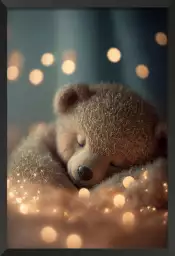 Mon nounours endormi - affiche animaux chambre bebe