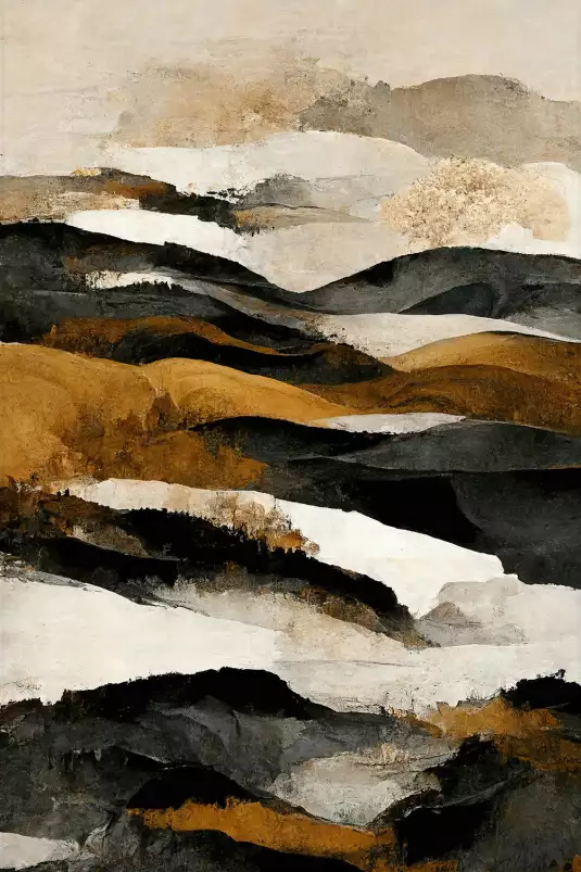 Montagnes ocre et beige - tableau abstrait